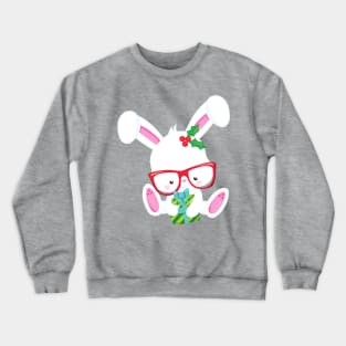 Christmas Bunny, Hipster Bunny, Bunny With Glasses Crewneck Sweatshirt